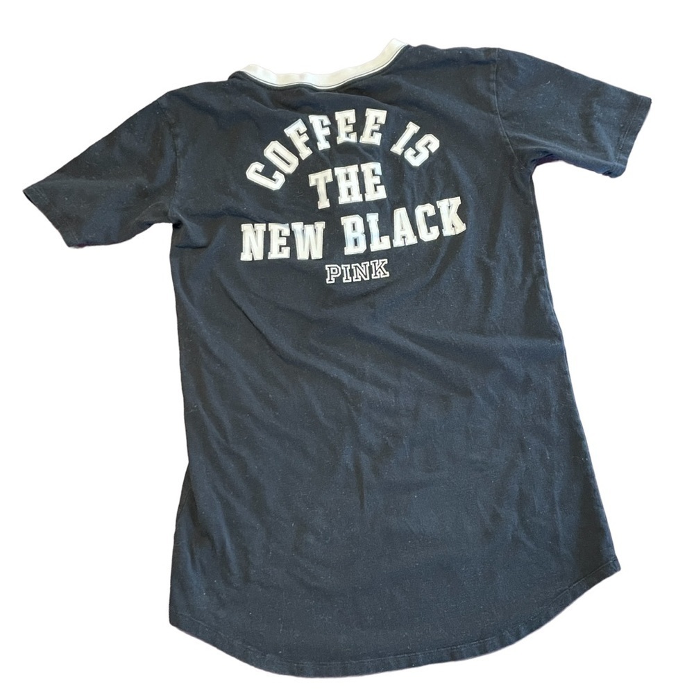 Pink Coffee is the New Black Lace-Up Pajama Sleep Shirt - Picture 3 of 6